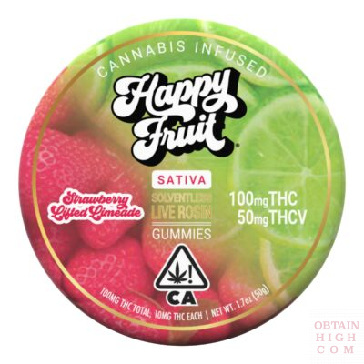 Strawberry Limeade Rosin Cannabis Gummies 2:1 THC:THC-V by Happy Fruit